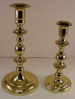Pair BALDWIN Brass Candlesticks Candle Holders 7 1/2 & 9 EXCELLENT 