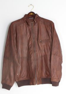 Tommy Bahama Mens Island Aviator Cognac Brown Distressed Leather 