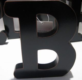 Initials Letter B Sign Monogram Plaque Wooden Black Painted