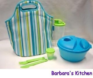 Tupperware Healthy Eating Ladies Lunch Set Glamour Striped Insulated 