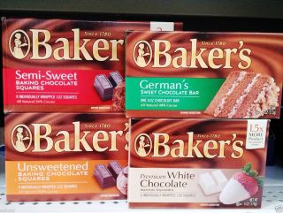 Bakers Baking Chocolate Squares Bakers Individually Wrapped Many Flav 