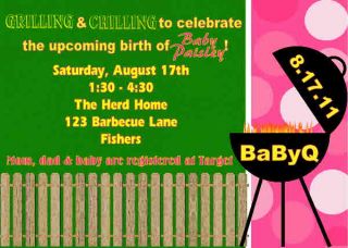 Babyq Barbecue Boy Girl Baby Shower Sprinkle Couples Invitation Pink 