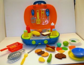   Playhouse Kitchen BBQ GRILL Sizzle Sounds~TOOLS~Play PRETEND FOOD LOT