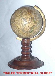 Bales 3 Miniature American Terrestrial Globe Mahogany Stand Dated May 