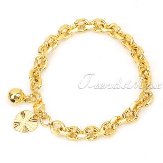   Baby Chain GF Jewelry 18K Gold Filled Heart Bell Charm Bracelet