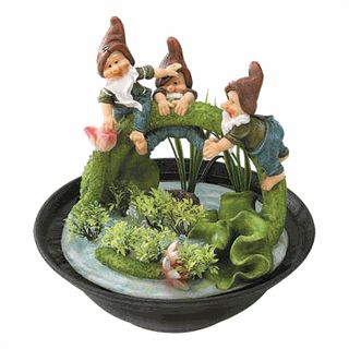New Playing Baby Gnomes Tabletop Fountain Gnome Fanatic Collector 