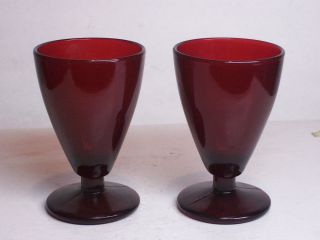 Vintage Anchor Hocking Royal Ruby Red Glass Footed 2.5 oz Wine 
