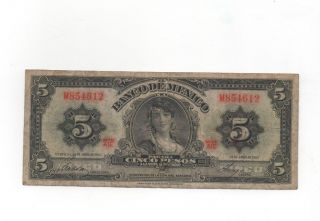 Banco de Mexico 5 Cinco Pesos 24 April 1963