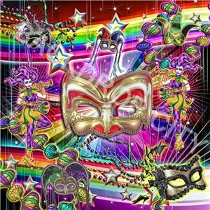 10x10 Mardi Gras Masks Hip Hop Backdrop Background