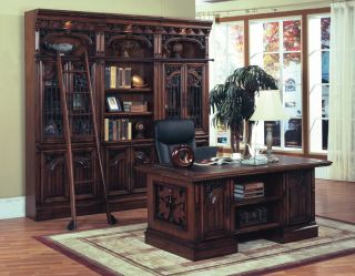   Desk Library Bookcase w Ladder Solid Wood Office Furniture