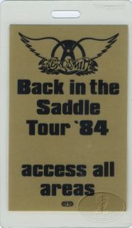 Aerosmith 1984 Back Saddle Laminated Backstage Pass GLD