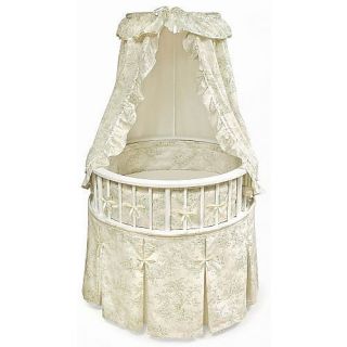 Badger Basket Elegance Round Baby Bassinet with Toile Bedding