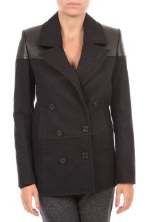 Neil Barrett New Woman Leather Fabric Coat Jacket Black Sz40 Prototype 
