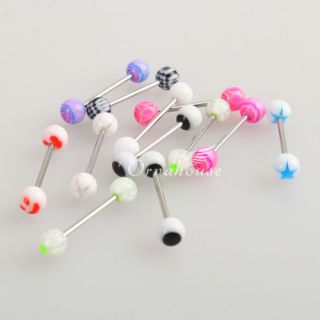   Labret Tongue Ring Stud Barbell Body Piercing Jewelry Colorful