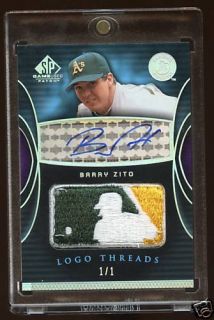 Barry Zito 2004 SP GAMEUSED Auto 1 1 MLB Logo Patch