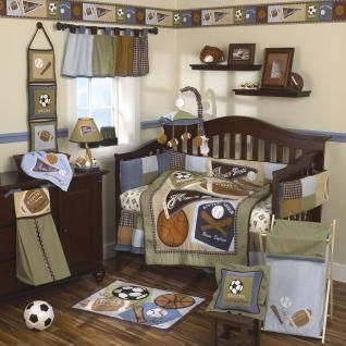   Baseball Sports Nursery 6pc Baby Boy Football Crib Bedding Set