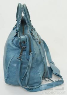 Balenciaga Light Blue Lambskin Leather Velo RH Bag with Shoulder Strap 