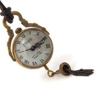 Vintage Crystal Ball Pocket Watch Mechanical Pendant Bell Leather 