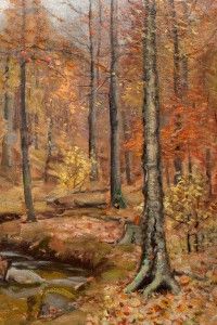   New York Impressionist Antique Oil Painting Frank Barney Forest
