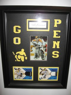 Pittsburgh Penguins Tom Barrasso signed framed game worn piece