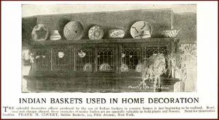 1903 Frank Covert Ad for Indian Baskets for Decoration