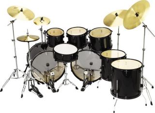 New Pro SP 8 PC Double Bass Drum Set Plus All Hardware 6 Cymbals Free 