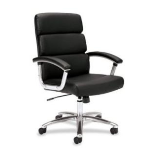 BASYX BY HON VL103 MID BACK LEATHER EXECUTIVE TASK CHAIR, BLACK