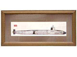 an original gouache painting by john batchelor of a trident nuclear 