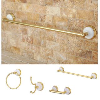 polished brass 4 piece bathroom accessory set product description 