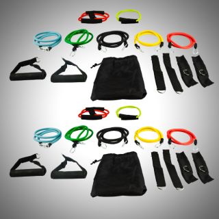 Heavy Duty Resistance Band Fitness Gym Exercise Workout Double Set 
