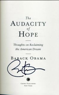 Barack Obama President signed hardcover The Audacity of Hope