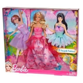 Barbie Doll 3 Fairytale Fashions Princess Ballerina Fairy Outfits New 