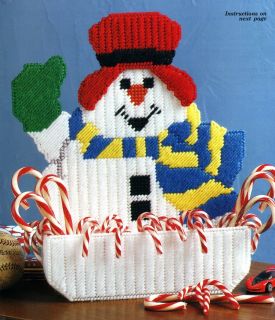 Snowman Basket Plastic Canvas Craft Pattern Directions