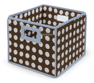 Blue Brown Polka Dot Nursery Basket Storage Cube 2 Set