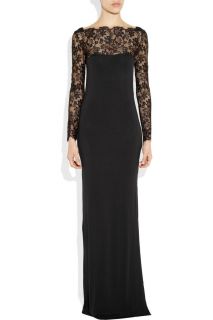 By Malene Birger Black Mawio Lace Paneled Jersey Maxi Dress Size XS s 
