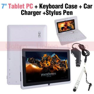 New White 7 Android 4.0 Capacitive Tablet PC+ Keyboard Case Car 