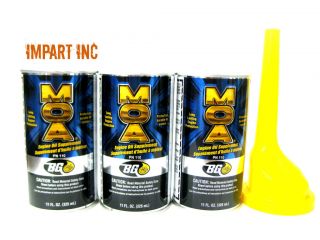 BG MOA motor oil additive (3) 11oz. cans with a funnel From the 