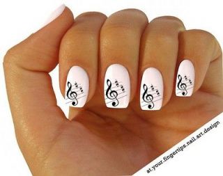x20 NAIL ART WRAP WATER TRANSFERS STICKERS/DECAL​S BLACK SHEET MUSIC 