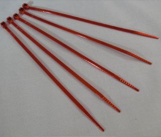 Show Red Chrome 4 Cable Zip Ties for Handle Bar Brake Hose Line 
