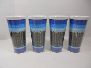 LOT SET 4 VINTAGE WORLD BOOK ENCYCLOPEDIA NOVELTY PLASTIC GLASSES CUPS 