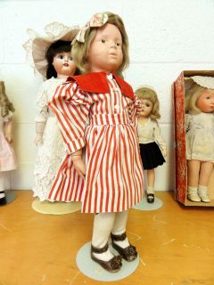 Early Schoenhut Girl Character Wood Doll Intaglio Eyes Spring Jointed 