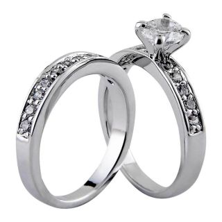 Ctw Round Cz Cubic Zirconia White Gold Ep Wedding Engagement Ring 