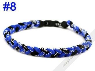 Blue/Blue/whit​e Titanium Ionic Sports Baseball Necklace 3 strand 