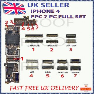 NEW IPHONE 4 4G FULL 7PC FPC PLUG CONNECTORS PARTS FOR LOGIC MOTHER 