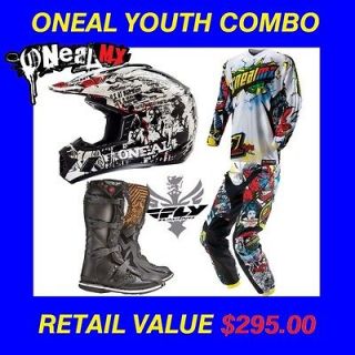 2013 ONEAL YOUTH HELMET PANT JERSEY BOOTS KIDS GEAR MX DIRTBIKE ATV (S 