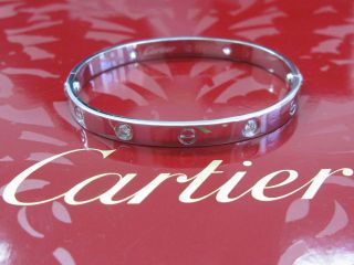cartier 18kt 4 diamond love bracelet wg sz 19 ol4830
