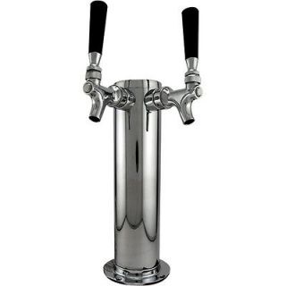Beer Faucet Draft Double Tower keg Polished Stainless Steel