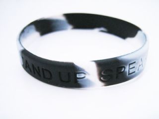 stand up speak up racism black white wristband new time