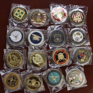 Lot of 16 Different Military Challenge Coins /S543 ARMY Rangers Navy 