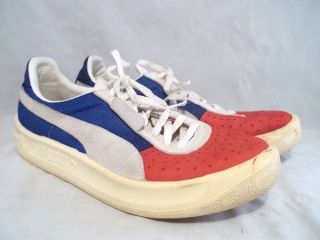 VINTAGE 80s PUMA ~ Patriotic Leather Athletic Sneakers ~ Mens Sz. 7.5